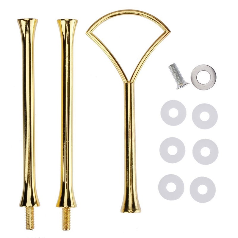 Happy Will 3 Tier 14" Heavy Metal Cake Stand Holder Fruit Plate Stand Fitting Hardware Rod Golden Fan - Image 1